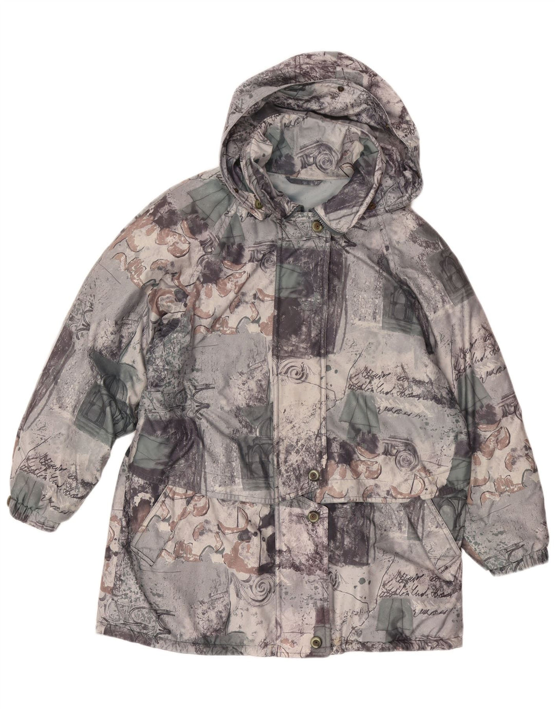 FUCHS & SCHMITT Dame Loose Fit Regnjakke UK 16 Large Grey Patchwork