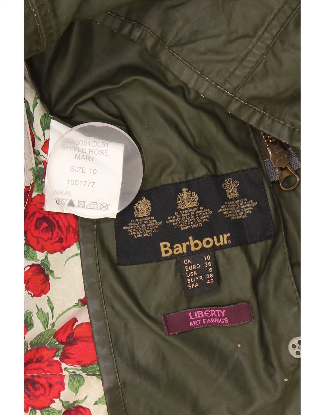 Barbour Womens vokset bomuldsjakke UK 10 Small Khaki