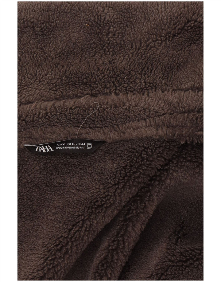 Zara Herre Sherpa Jacket UK 42 XL Grå Polyester