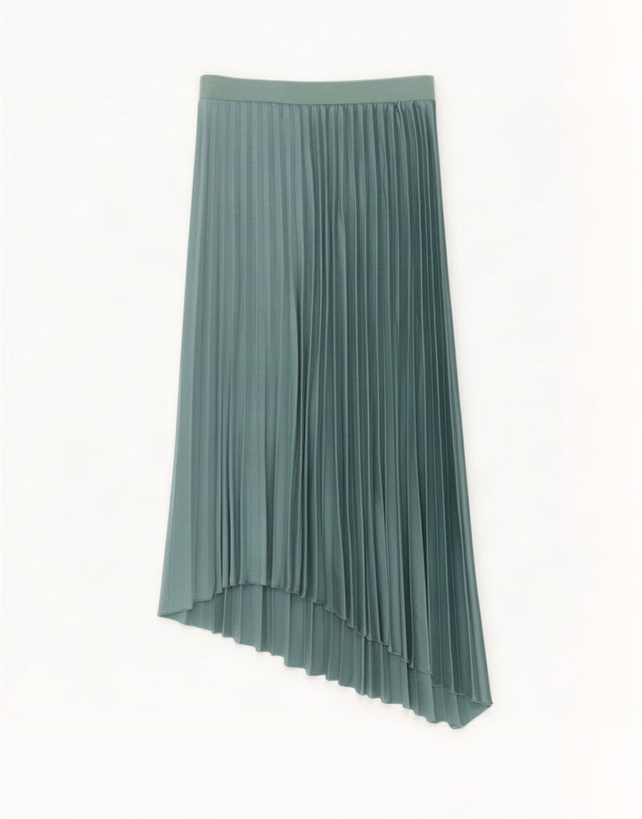 Zara kvinders asymmetrisk plisseret nederdel Medium W28 Grøn polyester