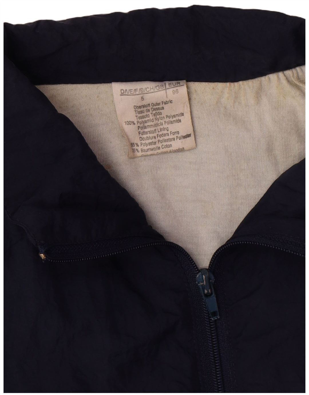 Vintage træningsdragt til mænd Topjakke XL Marineblå Colourblock Polyamid