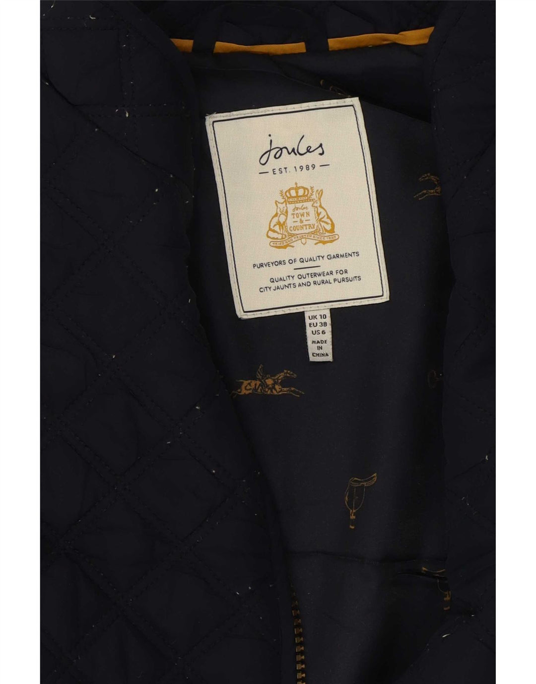 Joules Dame Quilted Gilet UK 10 Small Navy Blue Polyester