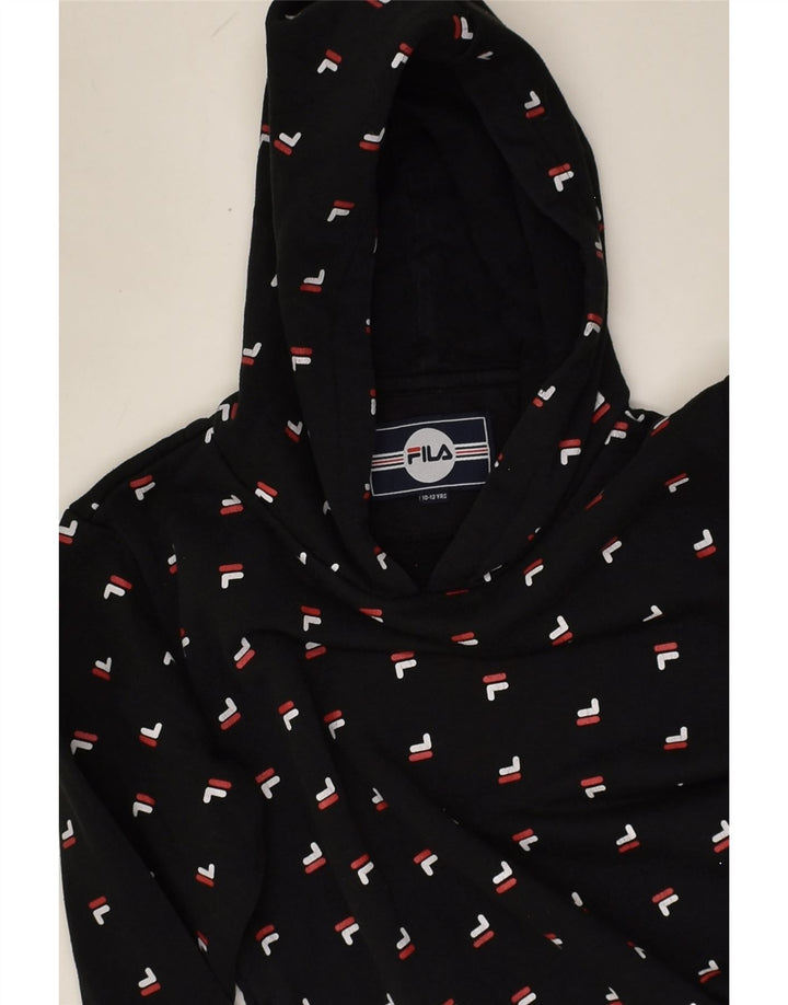 FILA Boys Hoodie Jumper 10-11 Years Black Polyester | Vintage Fila | Thrift | Second-Hand Fila | Used Clothing | Messina Hembry 