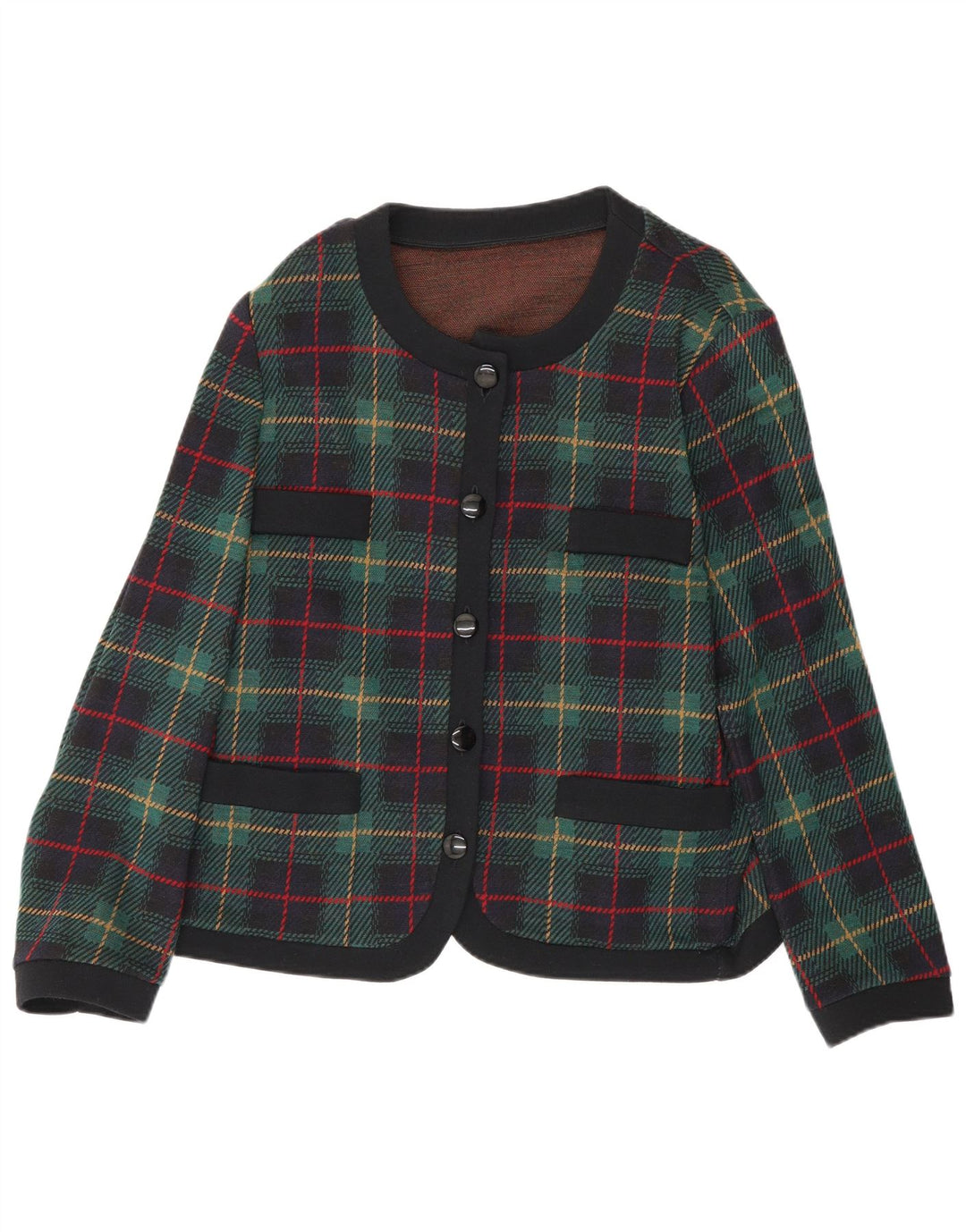 Les Lunis Dame 5 Button Blazer Jacket UK 14 Medium Green Check Wool