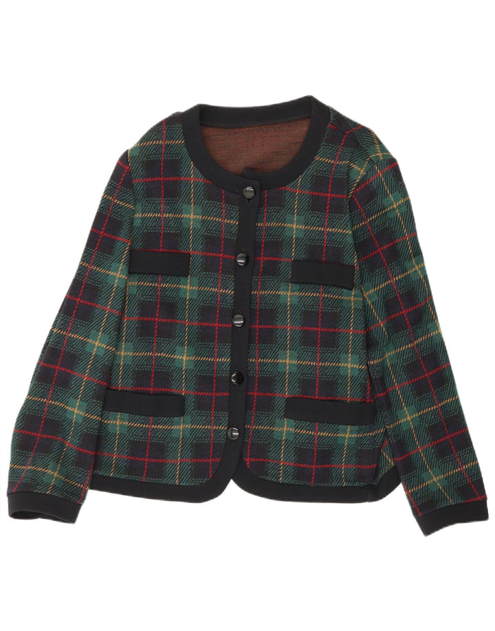 Les Lunis Dame 5 Button Blazer Jacket UK 14 Medium Green Check Wool