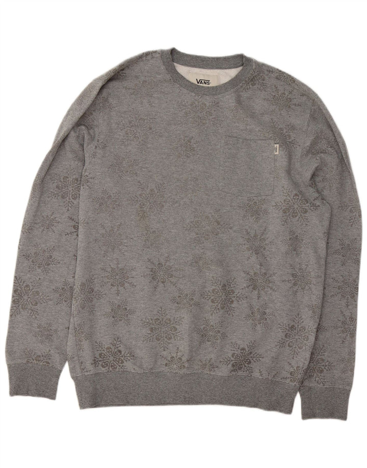 Vans Herre Sweatshirt Jumper Medium Grey Floral Bomuld