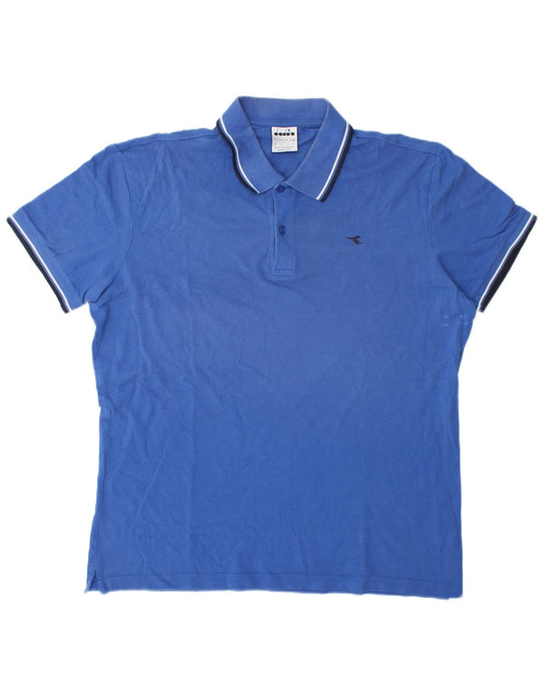 Diadora herre poloshirt XL blå bomuld