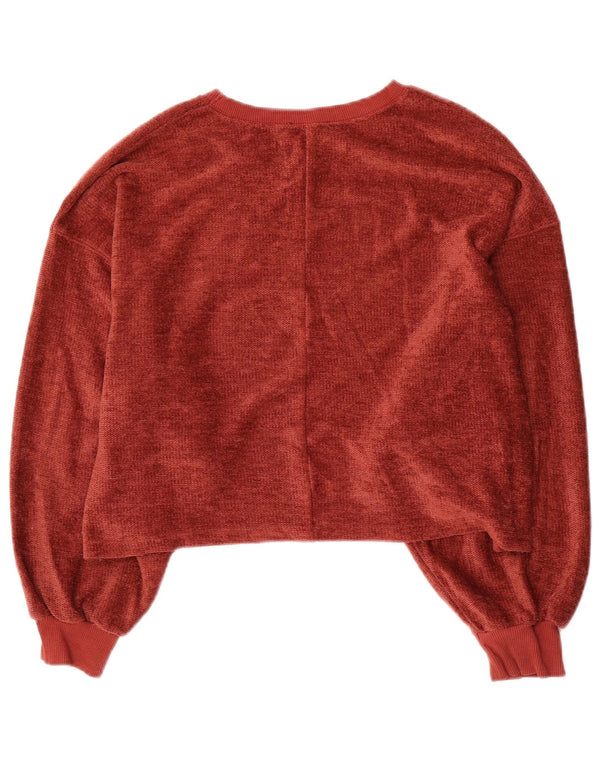 Zara Dame Oversized Boat Neck Jumper Sweater UK 10 Small Red Polyester