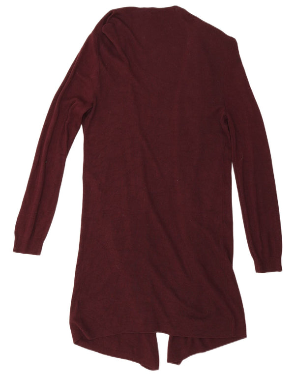 Marks & Spencer Dame Longline Open Cardigan Sweater UK 10 Small Burgundy