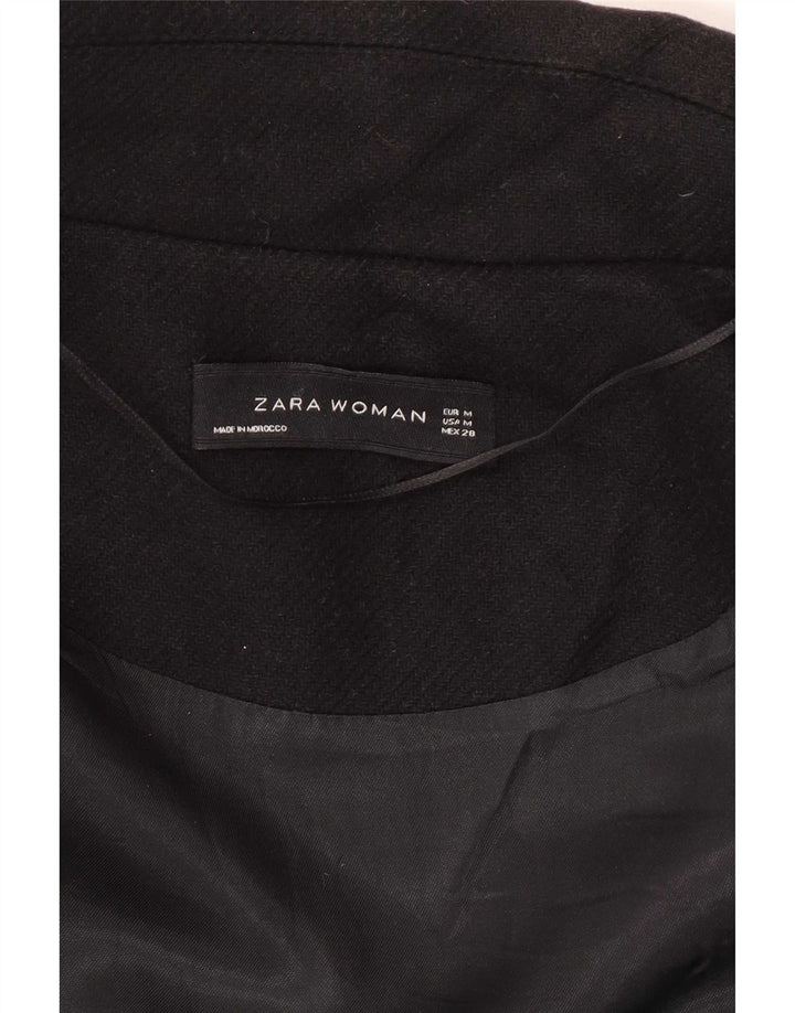 Zara Dame Oversized Overfrakke UK 14 Medium Sort Uld