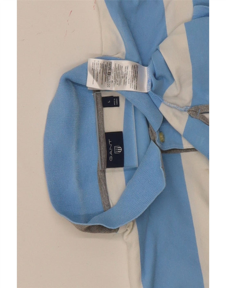 Gant herre poloshirt stor blå stribet bomuld