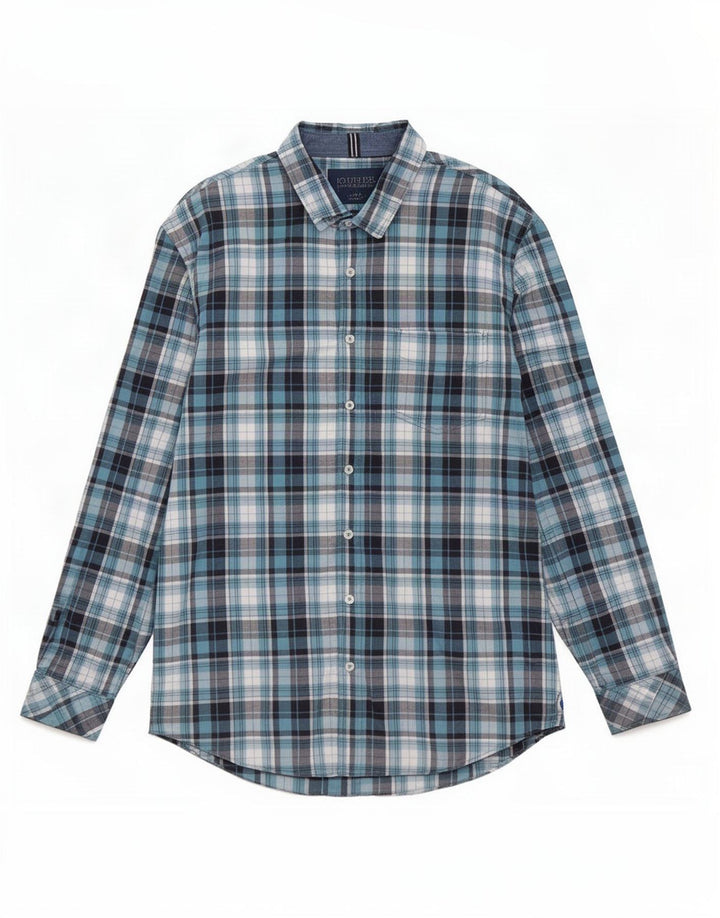 Joules Herre Classic Fit skjorte XL blå ternet bomuld