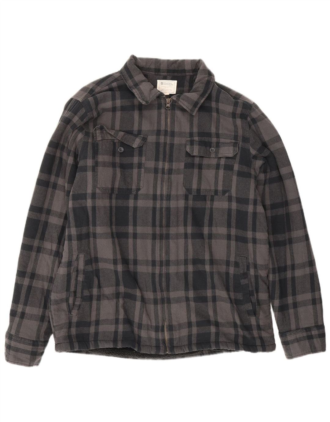 Mountain Warehouse Herre skovhugger flannel skjorte stor grå ternet bomuld