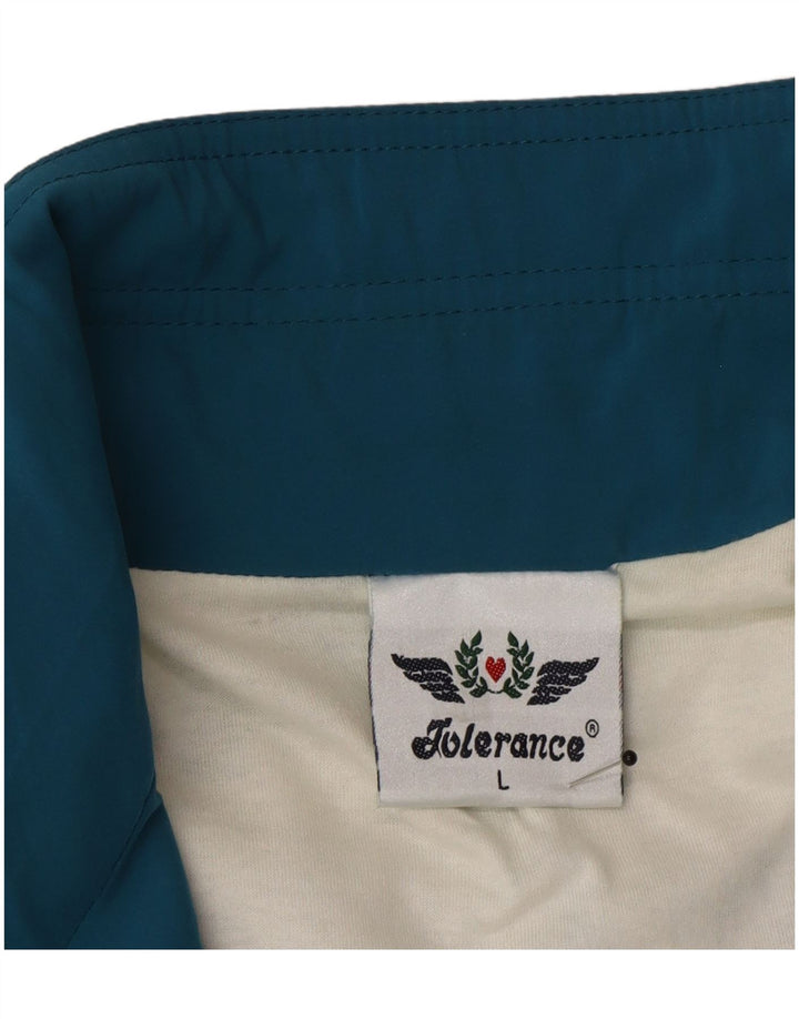 Vintage træningsdragt til mænd Topjakke Large Blue Colourblock Microfibers
