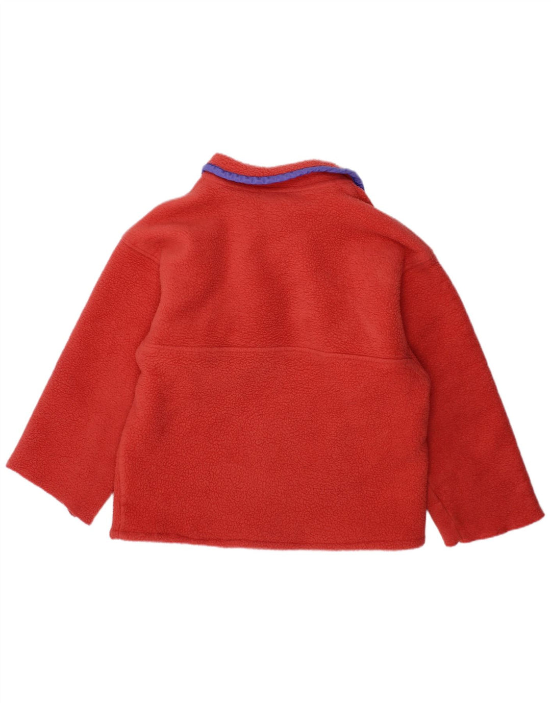 PATAGONIA Girls Button Neck Fleece Jumper 7-8 år Orange Polyester