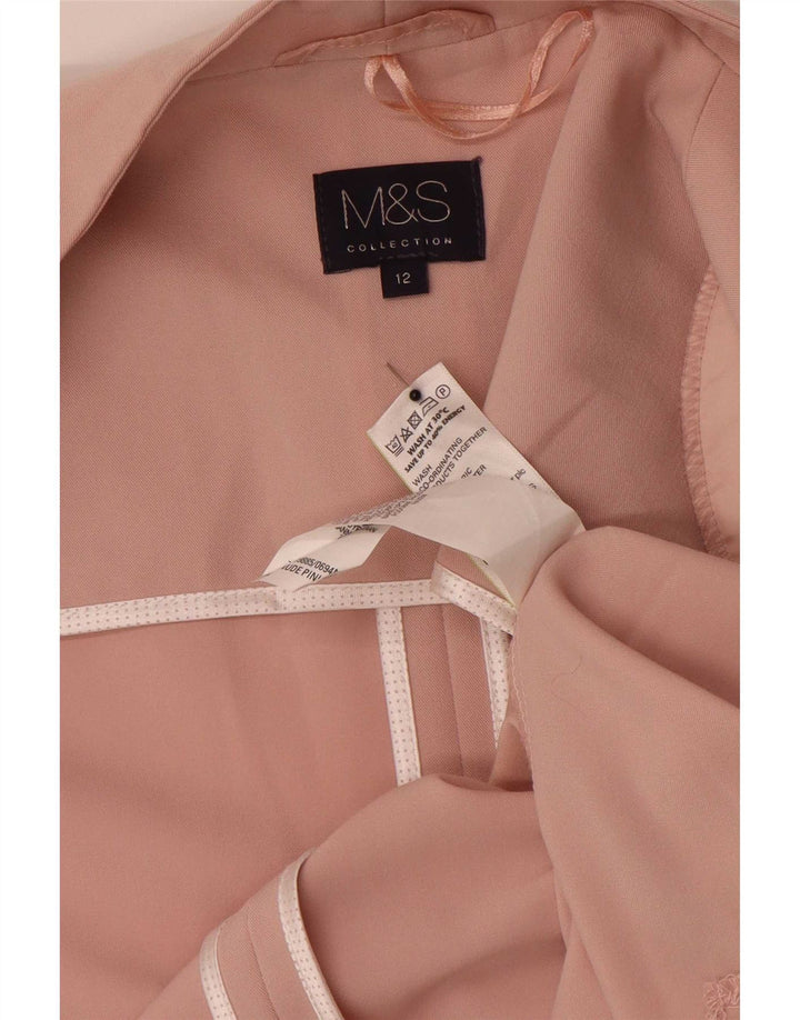 Marks & Spencer Womens Open Blazer Jacket UK 12 Medium Pink Polyester