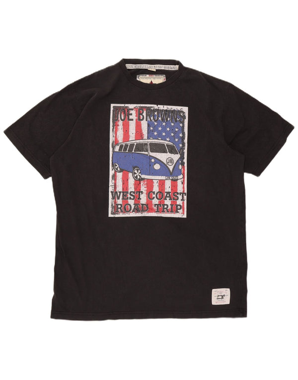 Joe Browns Herre grafisk T-shirt Top Stor sort bomuld