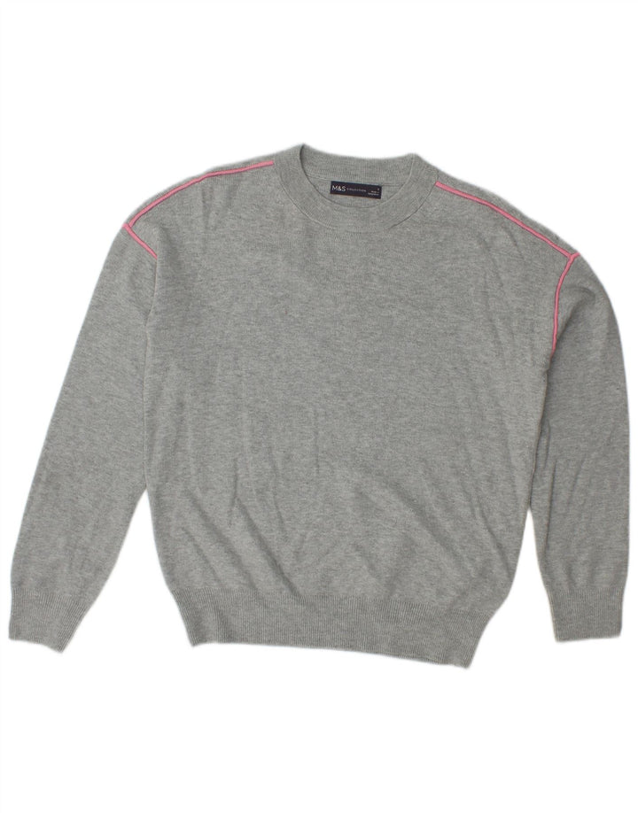 Marks & Spencer dame sweater med rund hals i overstørrelse UK 10 lille grå