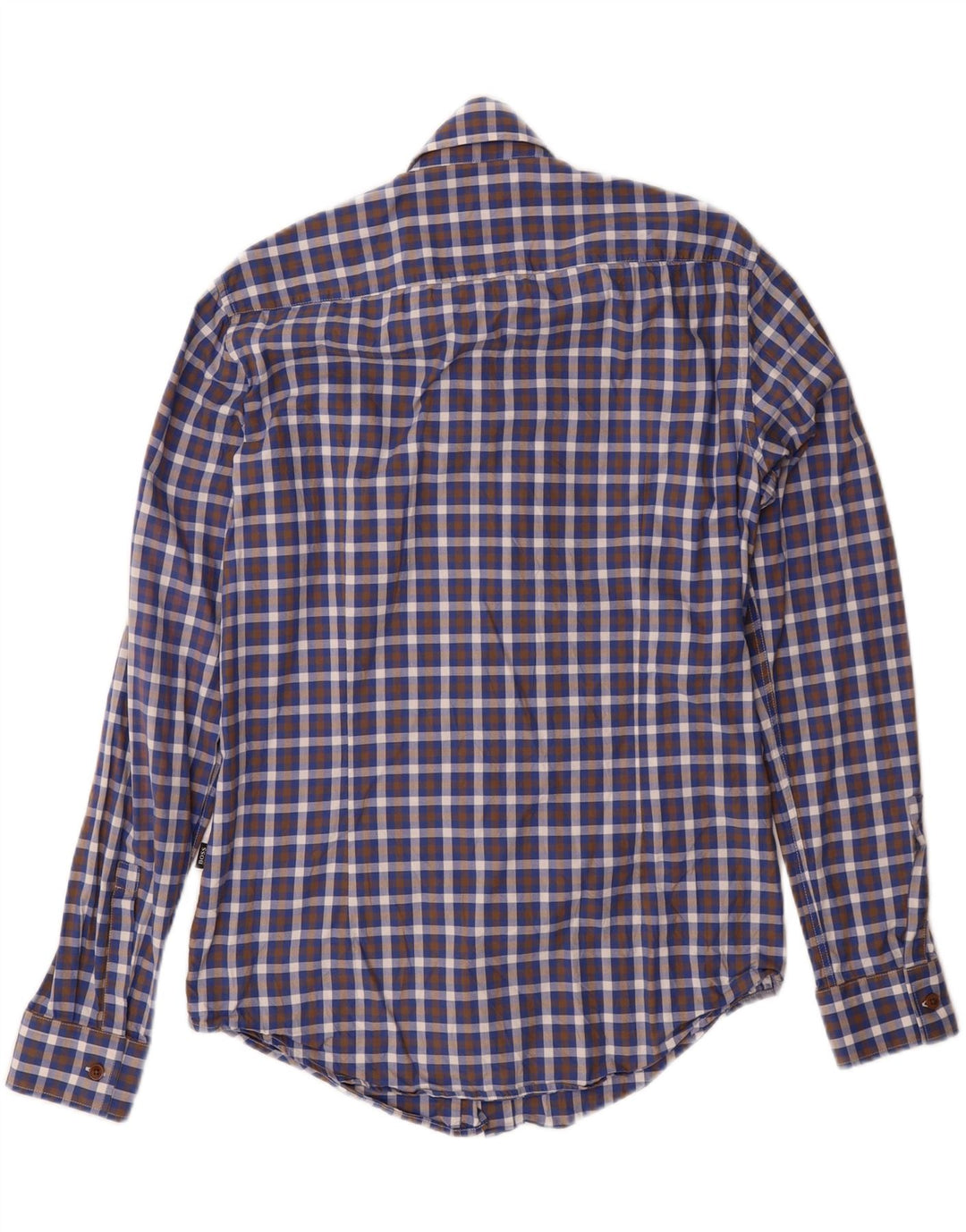 HUGO BOSS Mens Slim Fit Shirt Small Blue Check Cotton Vintage Hugo Boss and Second-Hand Hugo Boss from Messina Hembry 