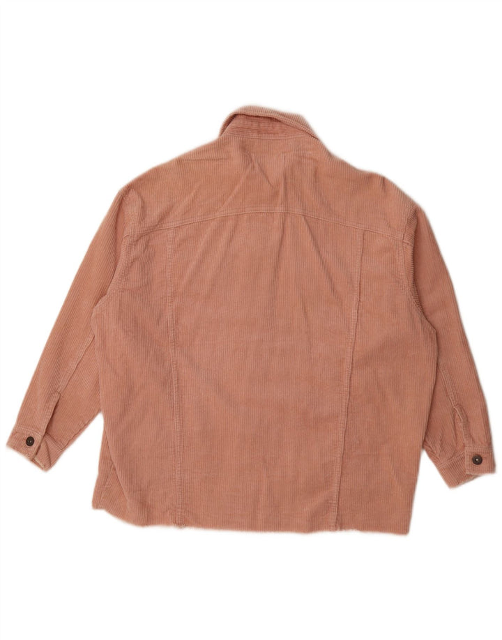 Zara Dame Oversized Corduroy Jacket UK 10 Small Pink Bomuld