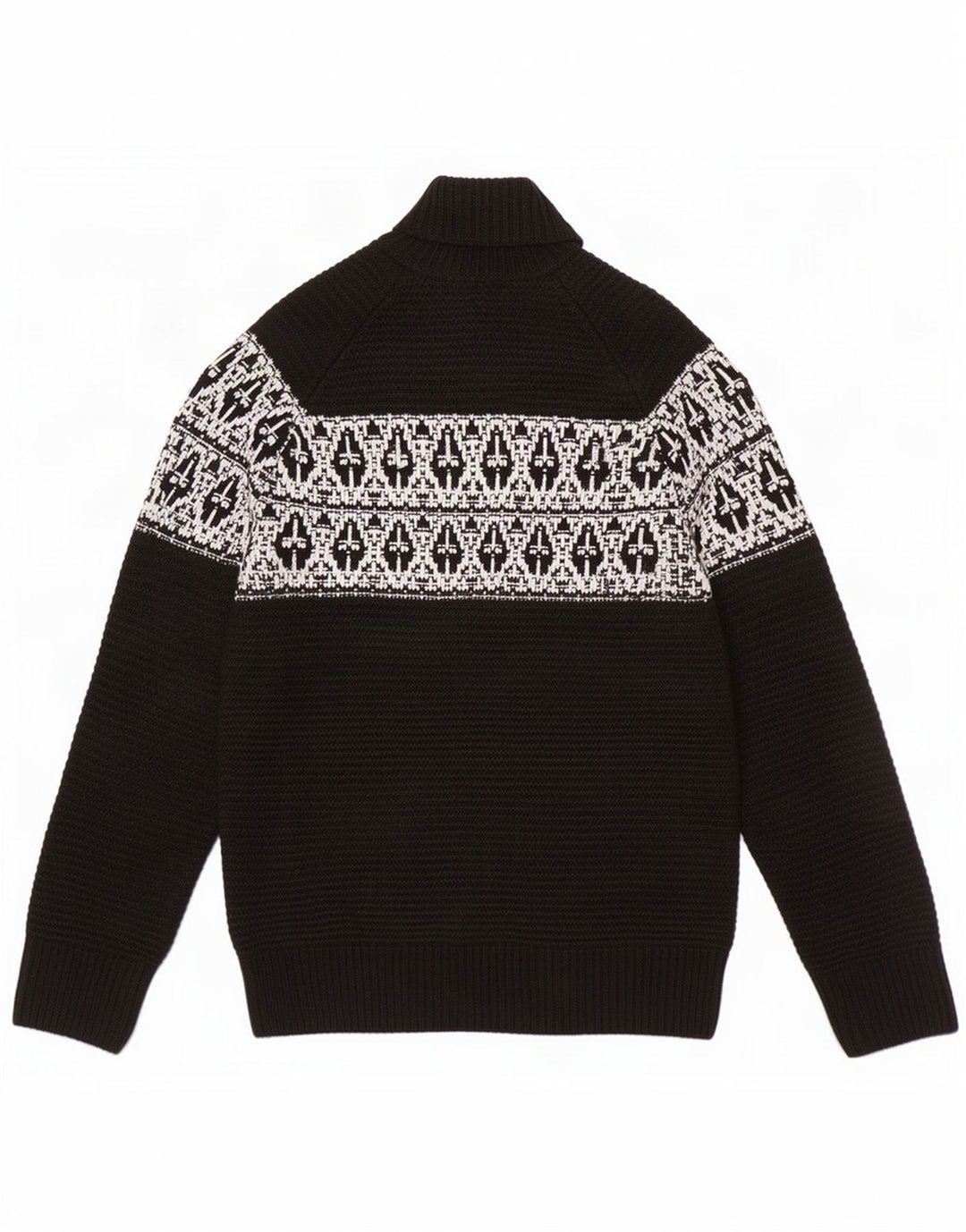 Marks & Spencer Herre Roll Neck Jumper Sweater Large Black Fair Isle Akryl