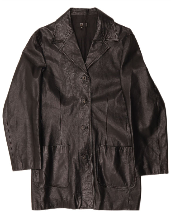 Vintage læderfrakke til kvinder IT 48 XL sort læder