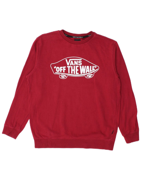 Vans Womens Graphic Sweatshirt Jumper UK 16 Large Burgundy Cotton