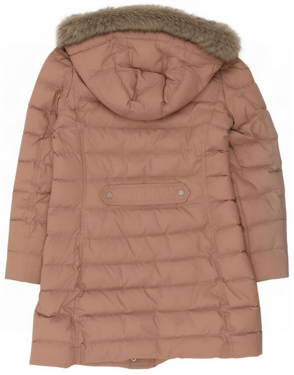 Tommy Hilfiger Dame Hætte Polstret Frakke UK 14 Large Pink Polyester