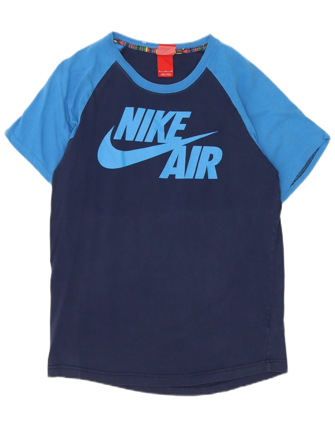Nike Herre grafisk T-shirt Top Medium Marineblå Colourblock Bomuld