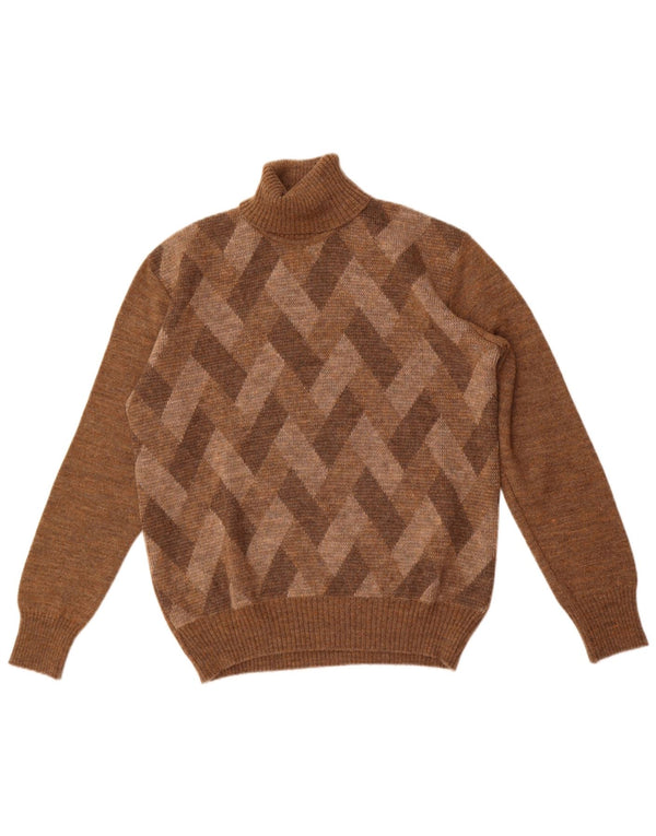 Vintage Herre rullehals sweater Medium Brown Argyle/Diamond