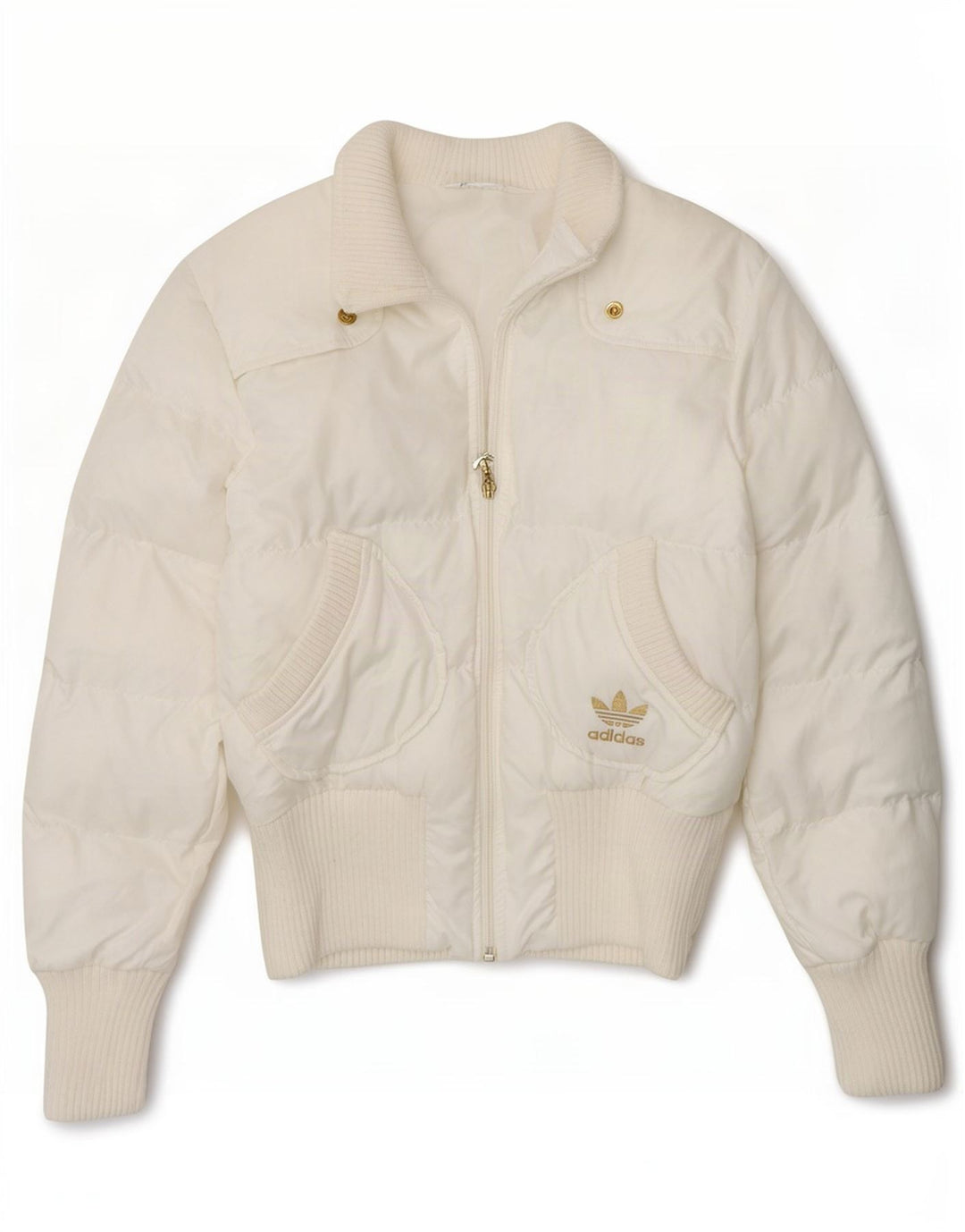 Adidas grafisk polstret jakke til kvinder UK 10 Lille hvid polyester