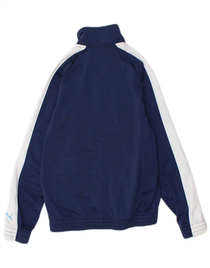 PUMA Boys Graphic Tracksuit Top Jacket 11-12 Years Navy Blue Colourblock