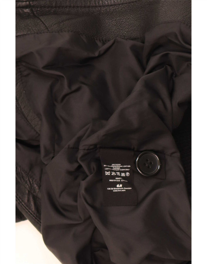 H&M Military Læderjakke til kvinder UK 14 Medium Sort