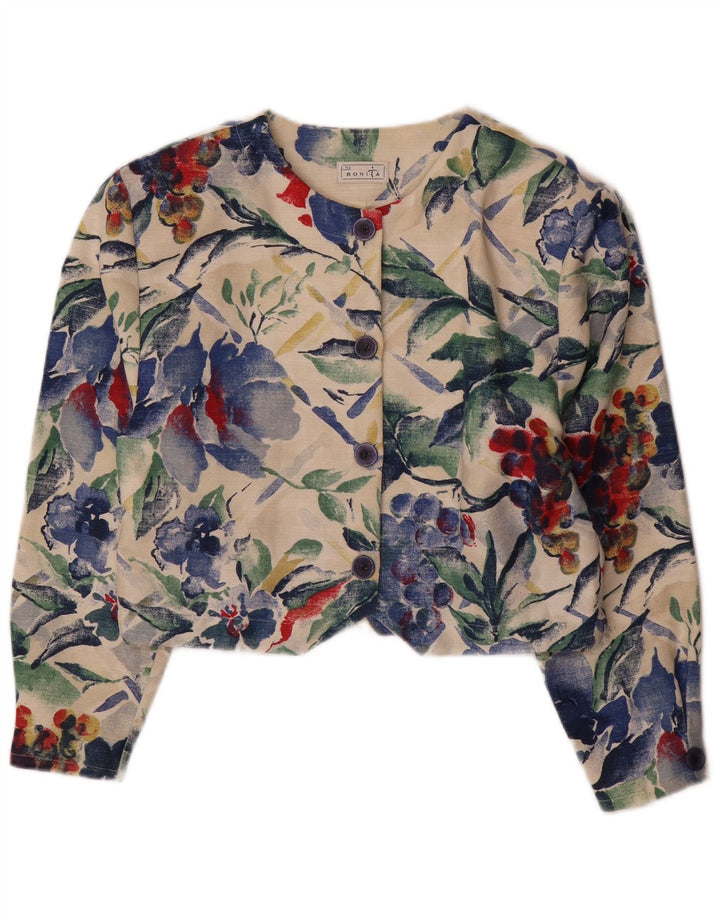 BONITA Womens Crop 4-knaps blazerjakke UK 10 Small Multicolored Floral