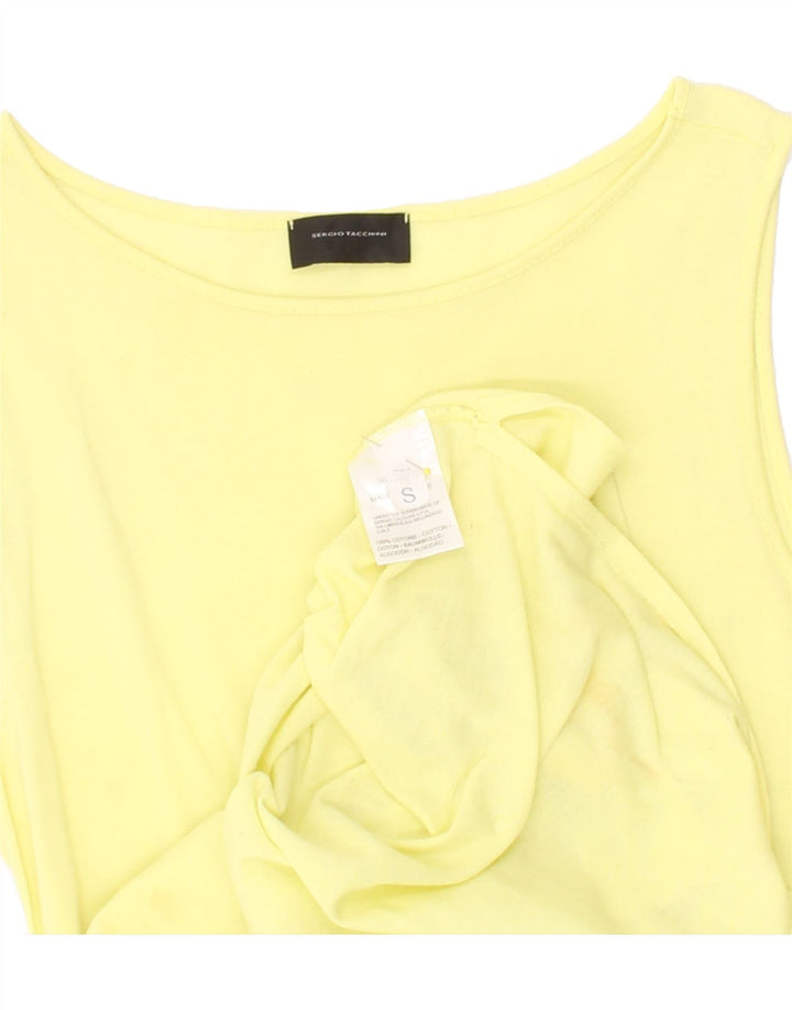 SERGIO TACCHINI Womens Sleeveless Basic Dress UK 10 Small Yellow Cotton Vintage Sergio Tacchini and Second-Hand Sergio Tacchini from Messina Hembry 