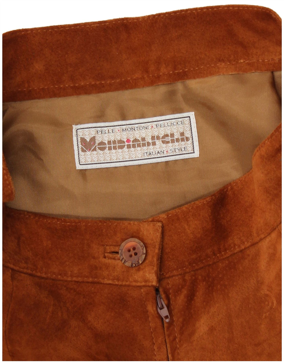 Vintage ruskindsnederdel til kvinder W28 medium brunt læder