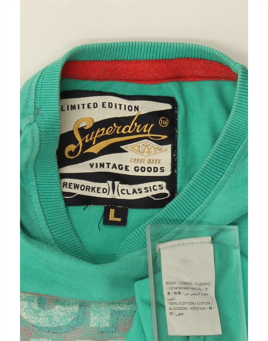 SUPERDRY Herre grafisk T-shirt Top Stor turkis bomuld