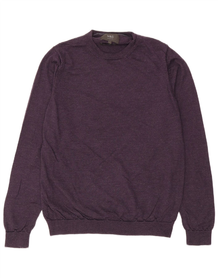 Marks & Spencer Herre sweater med rund hals, stor lilla uld
