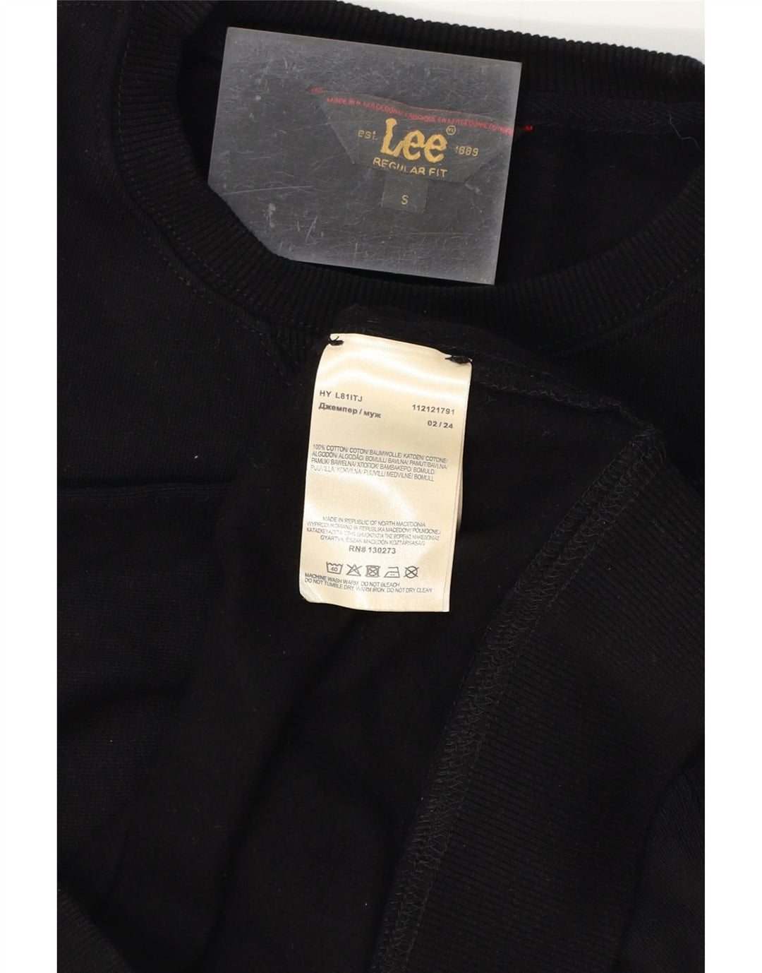 LEE Herre Regular Fit Sweatshirt Jumper Lille sort bomuld