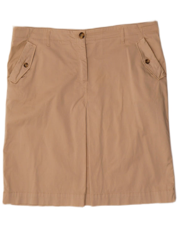 Trussardi Womens Straight Skirt IT 52 2XL W38 Beige Cotton
