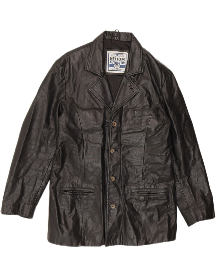 HELIUM Mens Leather Jacket UK 42 XL Black Leather Vintage Helium and Second-Hand Helium from Messina Hembry 