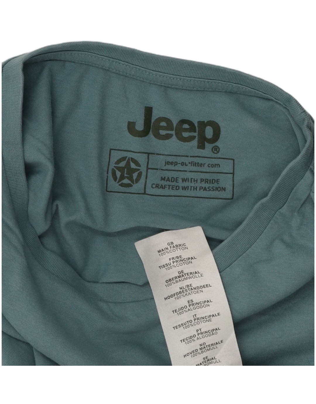 Jeep Herre Grafisk T-Shirt Top Stor Blå Bomuld