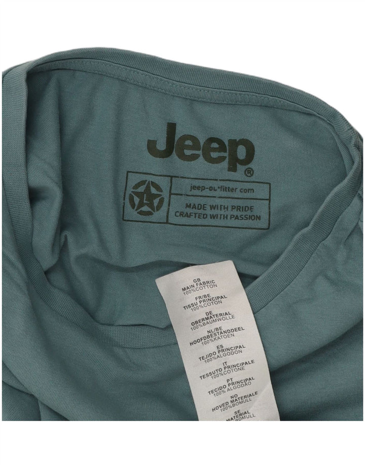 Jeep Herre Grafisk T-Shirt Top Stor Blå Bomuld