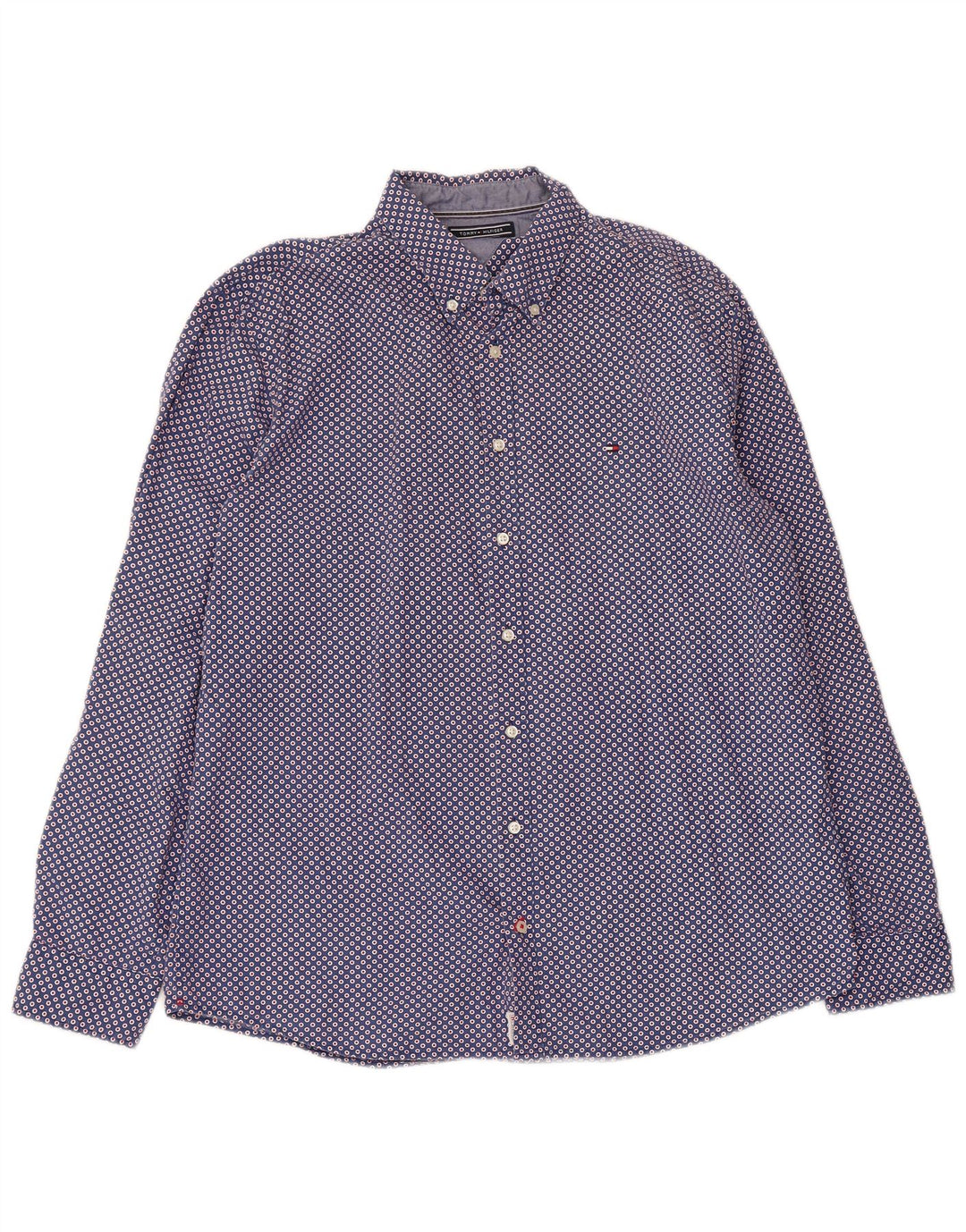 Tommy Hilfiger herreskjorte XL marineblå geometrisk bomuld