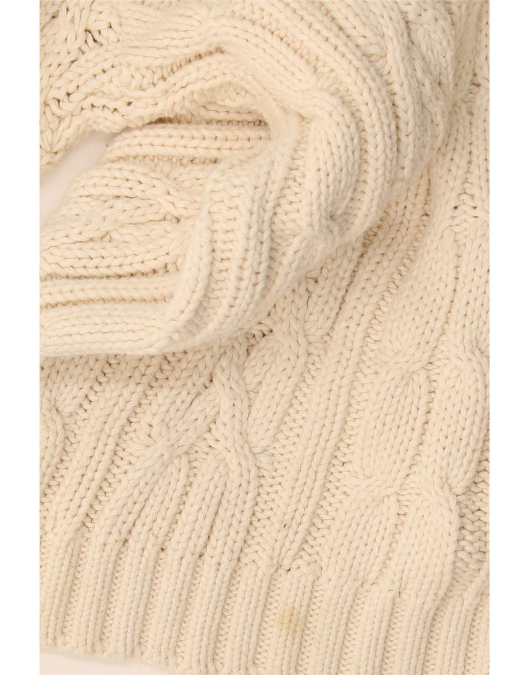Vintage Herre rullehals sweater stor beige bomuld
