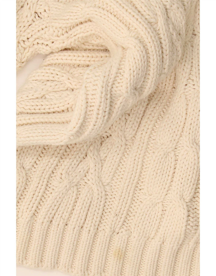 Vintage Herre rullehals sweater stor beige bomuld