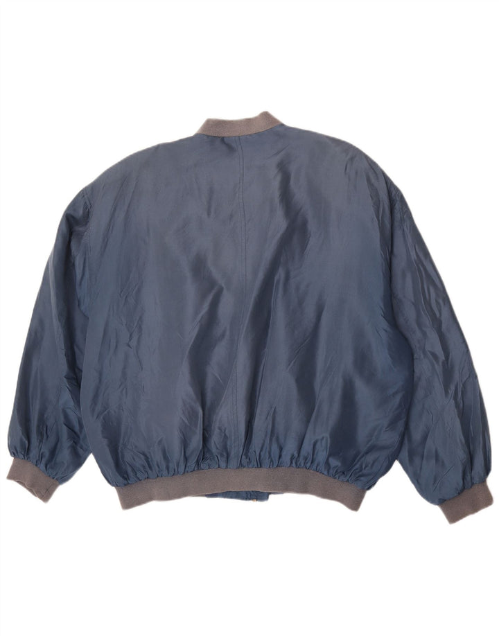 Vintage bomberjakke til mænd UK 42 XL blå silke