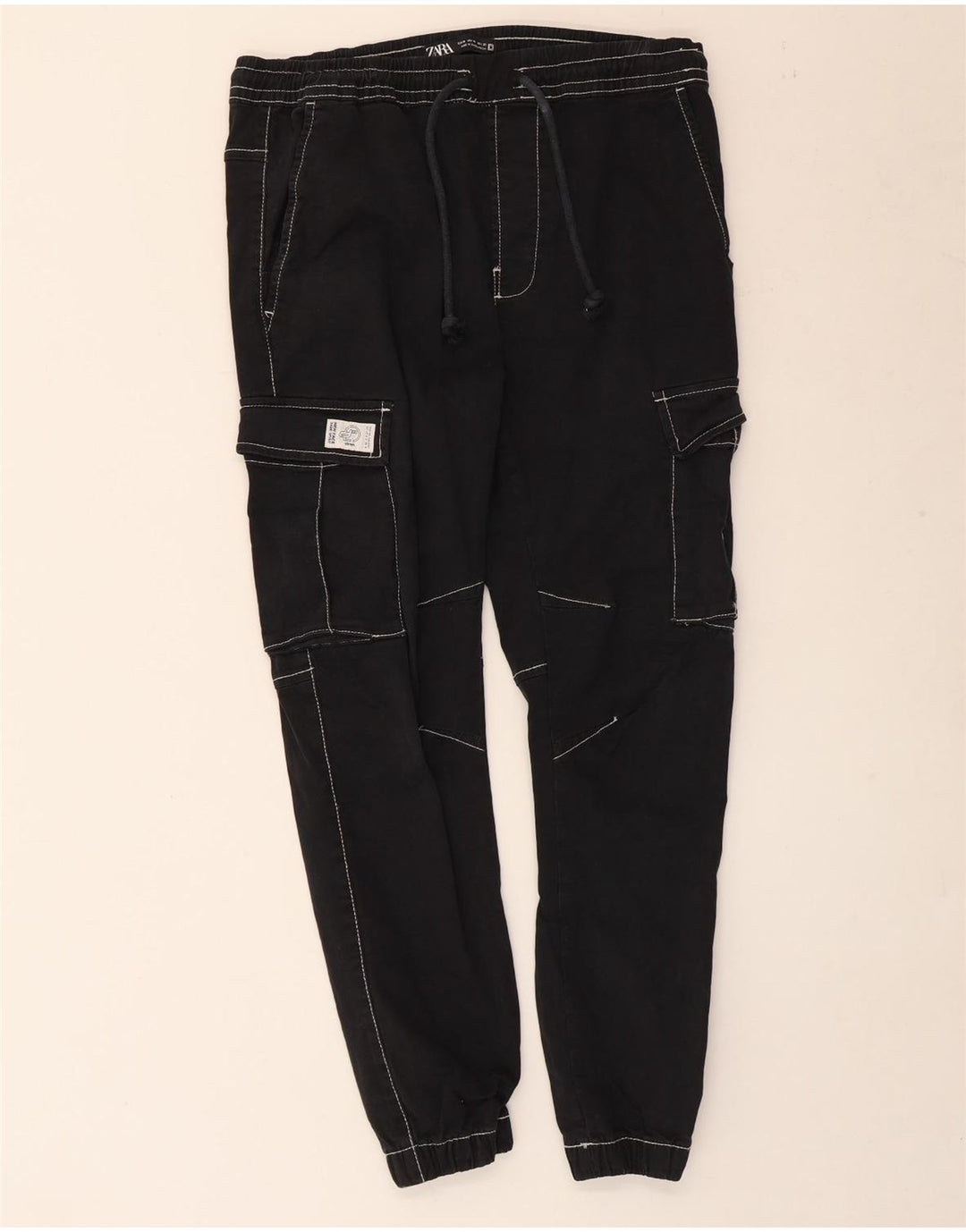 Zara Herre Joggers Cargo Bukser Medium W31 L26 Marineblå Bomuld