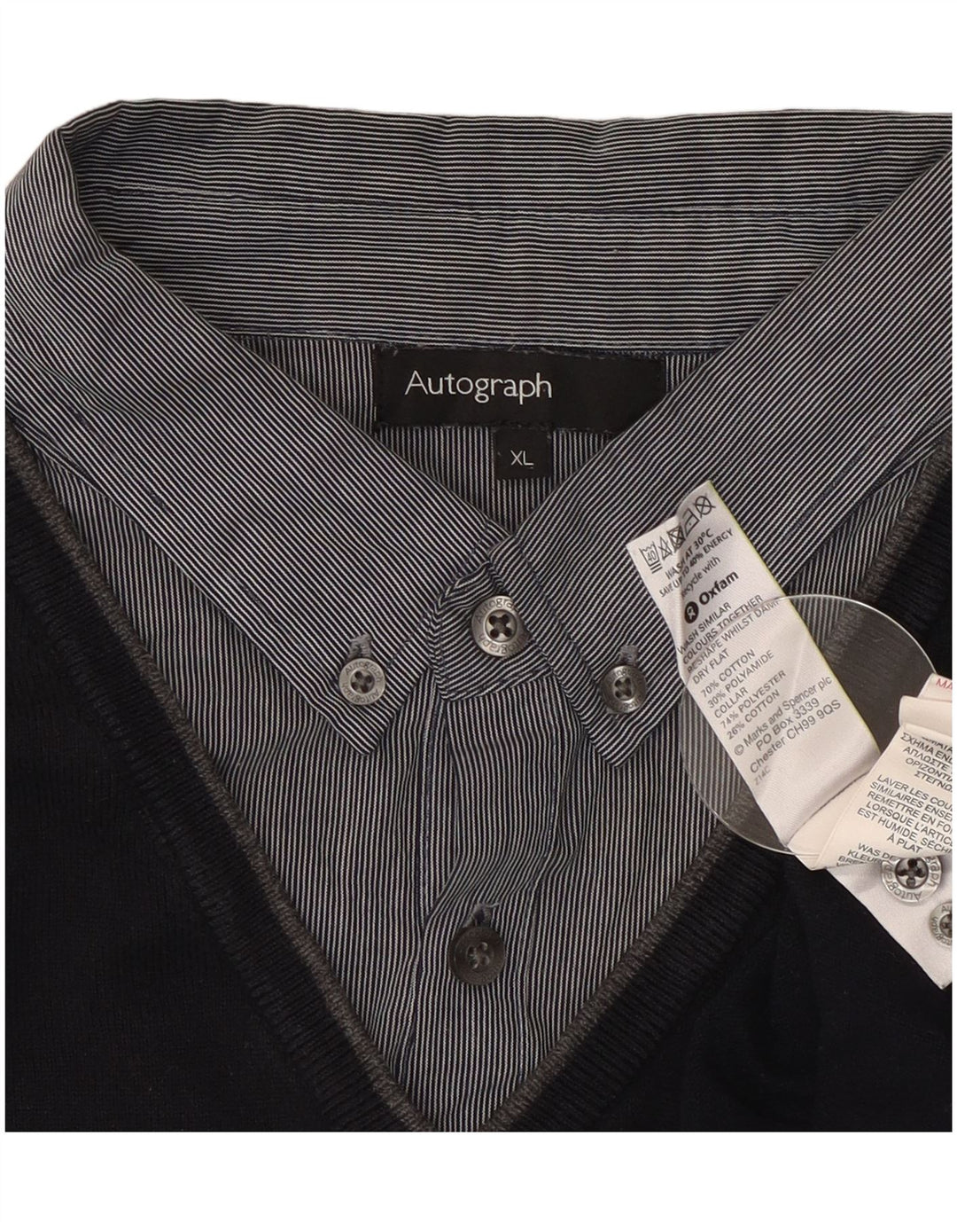 Marks & Spencer Herre V-hals sweater XL marineblå bomuld