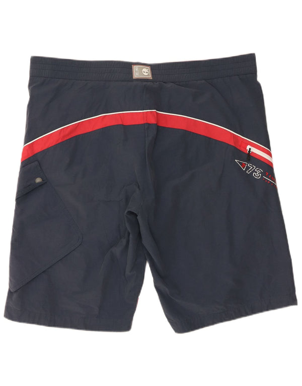 Timberland Herre Graphic Cargo Shorts XL W40 Navy Blue Colourblock Bomuld